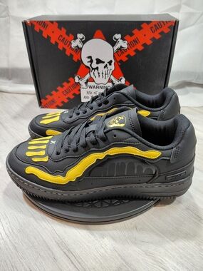 NWT Brand X Men's Royal Dead Black & Yellow Low-Top Athletic Sneakers SIZE 10